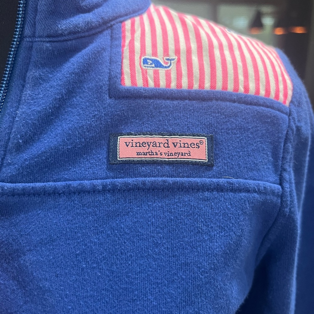 Vineyard Vines Girls Blue Quarter-Zip Pullover - Picture 2 of 3